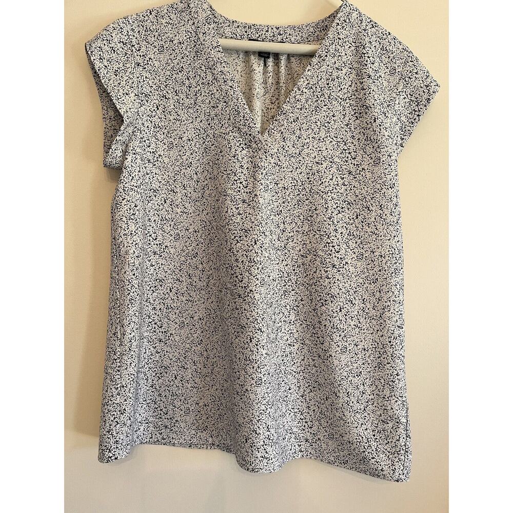 Hilary Radley Black & White womens M/M Shirt Sleeve Blouse Ladies Classic